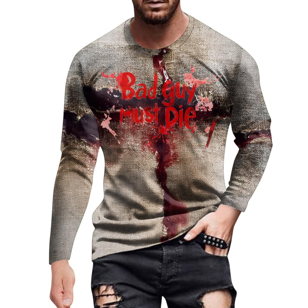 Halloween Printed Men's Long-sleeved Top T-shirt Casual Daily Wear