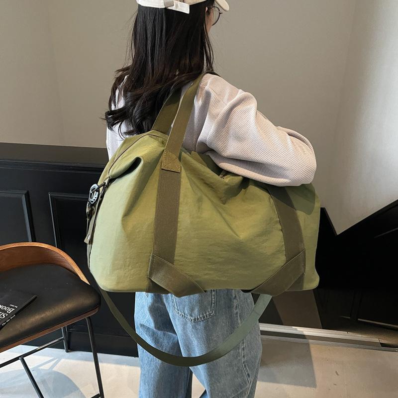 Solid Color Large Capacity Tote Bag Sports Fitness Messenger Bag Women's Dance Yoga Storage Bag Short Trip Tote Bag