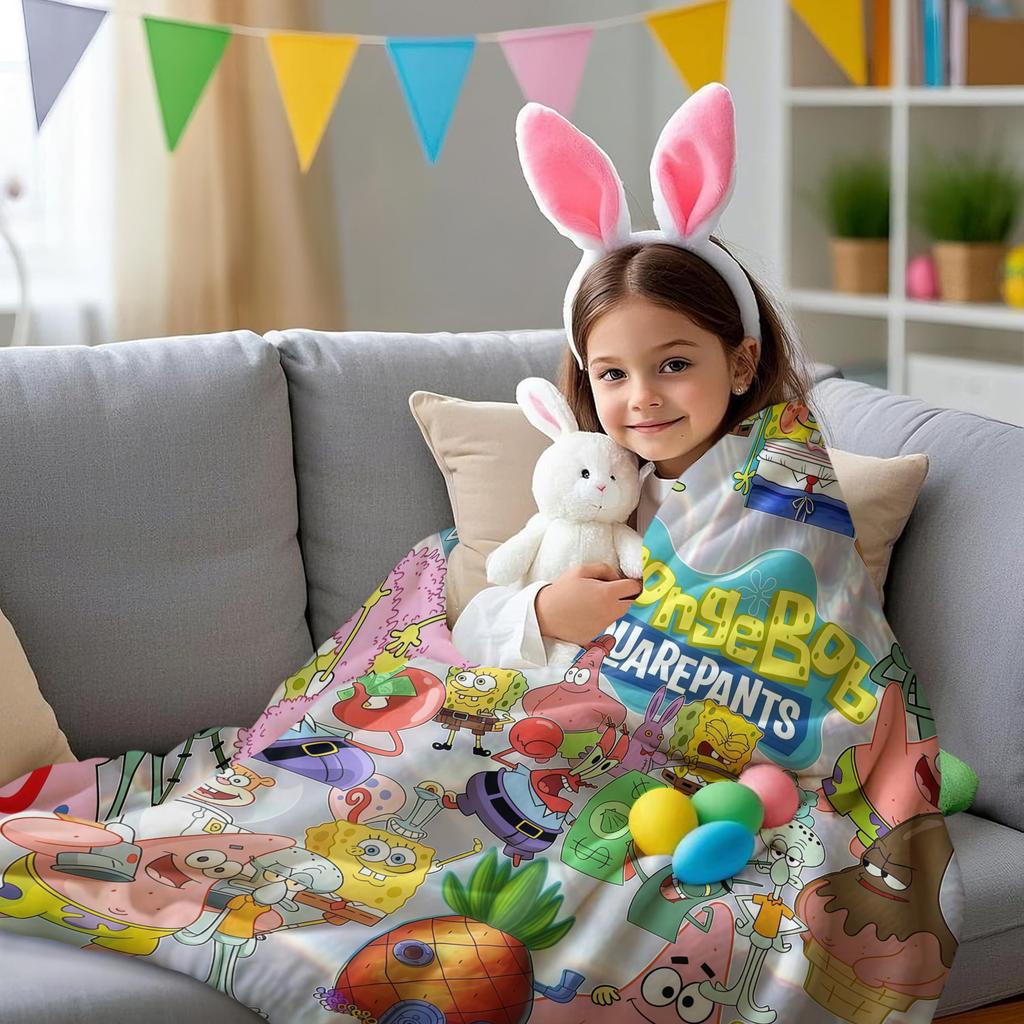 SpongeBob: Lively&Vibrant All-Character Group Portrait Print Blanket Soft Multifunctional Decortive Universal Throw Blanket Gift