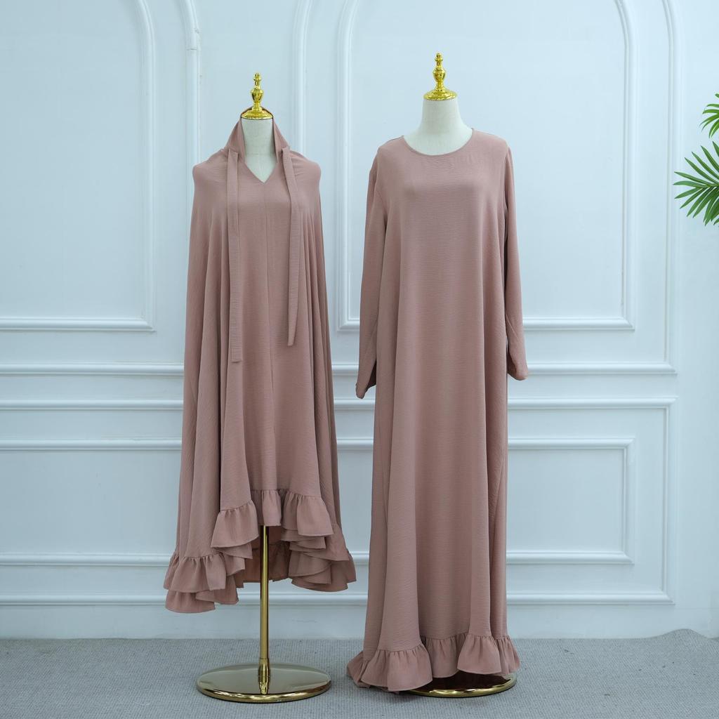 Loriya 2025 Solid Color Dress with Large Headscarf LR972