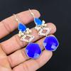 Natural Blue Sapphire 925 Silver Dangle Third Eye Chakra Sister Earrings Jewelry