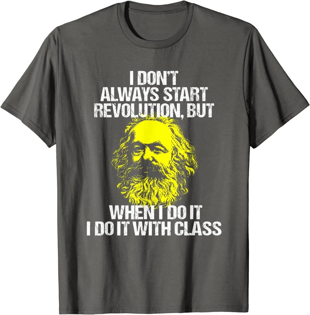 Lustiges Karl Marx Klassenkampf Sozialistischer Marxismus Unisex T-Shirt Kurzarm Lässig 100% Baumwolle Sommerhemden