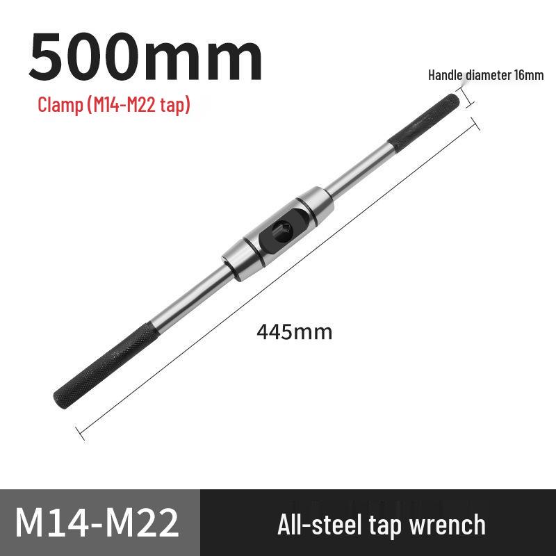 Adjustable Ratchet Tap Wrench with Extension Rod, All-Steel Manual Tapping Tool