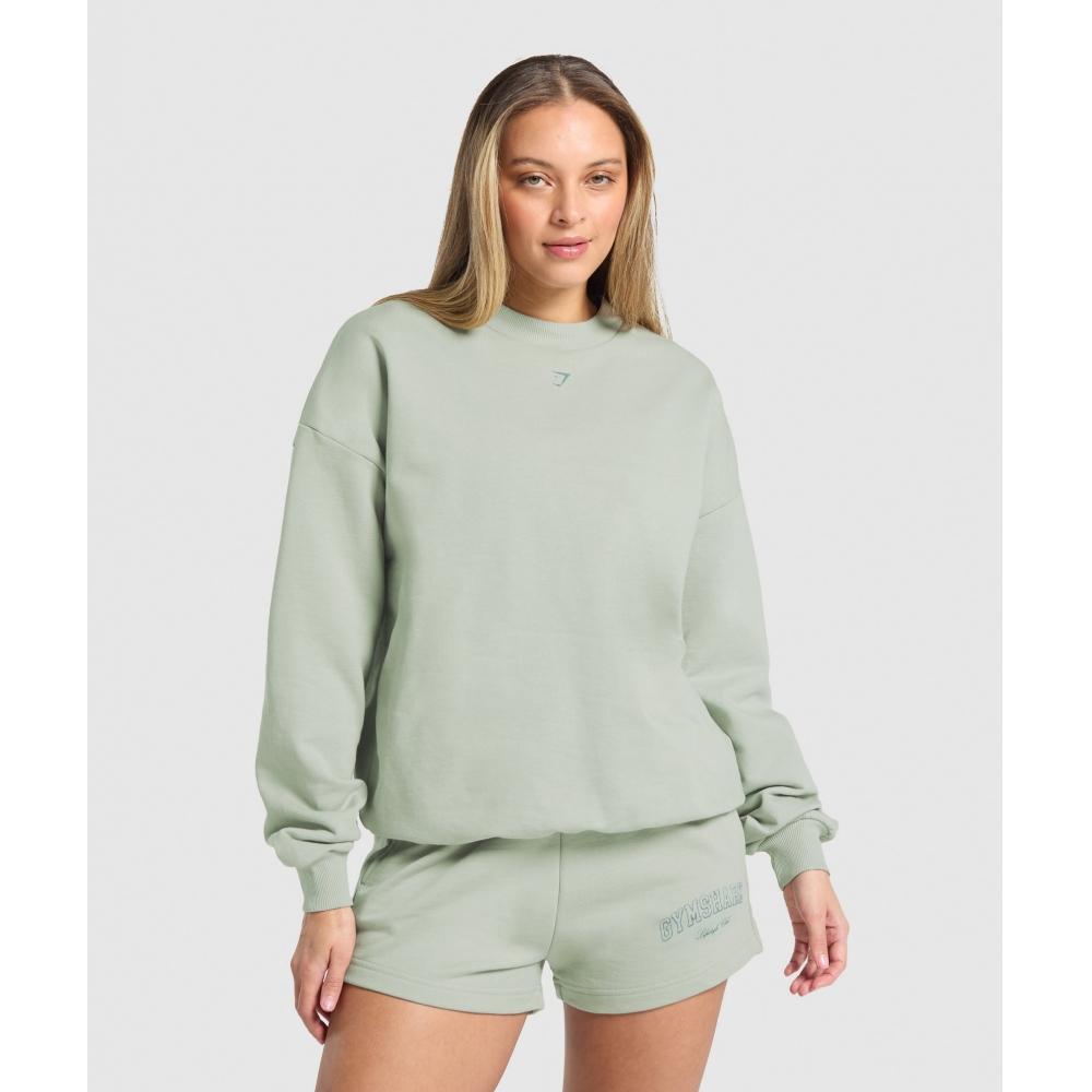 Gymshark Campus Classics Graphic Sweatshirt Stone Grey B2b1z Gb7s