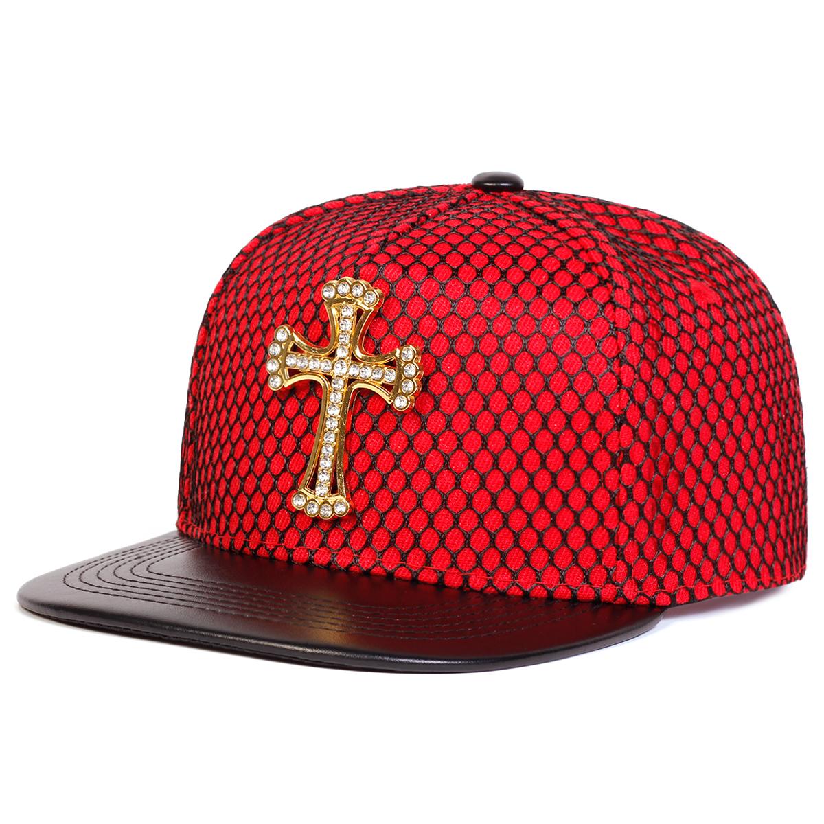 

Unisex Metal Cross Decoration Adjustable Designer Baseball Hat Flat Hip Hop Caps Spring Autumn Outdoor Leisure Hats Travel Accessories for Women Men червоний