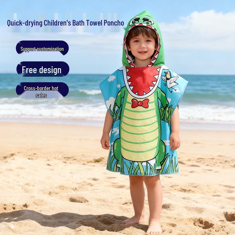 Poncho da Bagno per Bambini ad Asciugatura Rapida: Accappatoio Asciugamano Assorbente da Spiaggia e per Nuoto