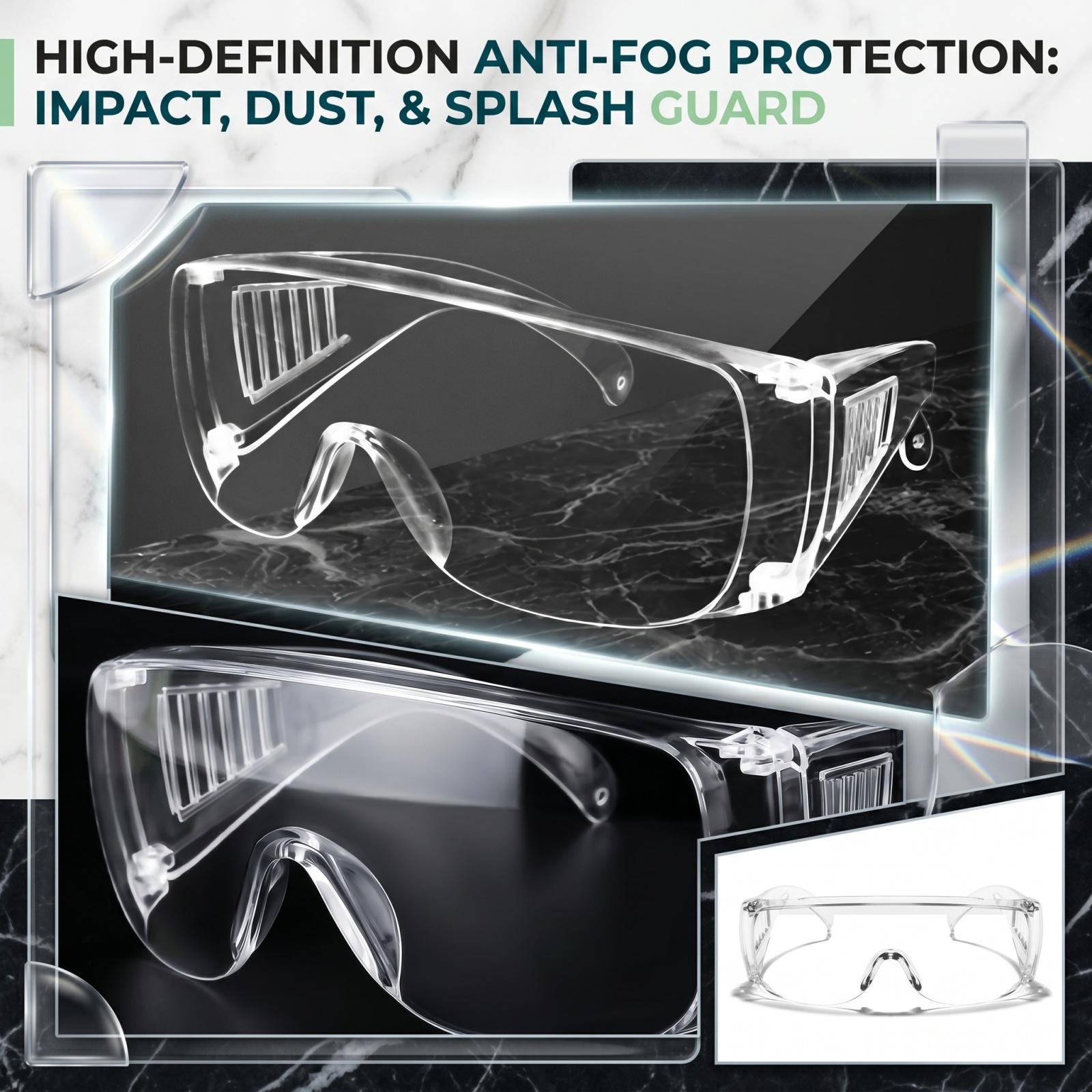 

2pc High Definition Anti Fog Protective Safety Glasses Impact Resistant Wind Dust Shield Eyewear for Industrial Use One Size белый