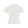 American Style Lapel Waist-Cinched Pleated Short-Sleeve Cardigan Shirt