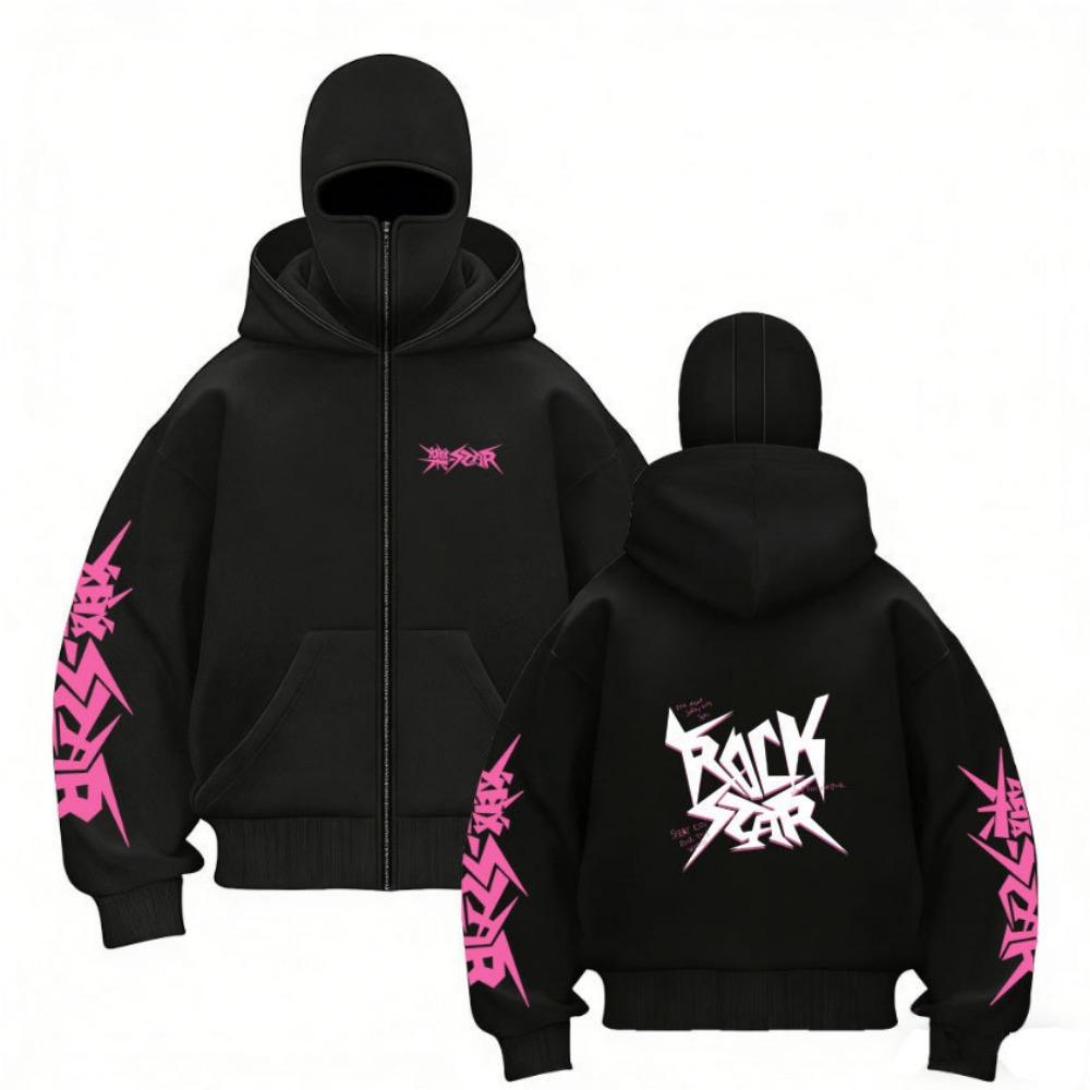 Stray Kids Europa Konzertbereich Harajuku Aufdruck Doppelhut Reißverschluss Pullover Unisex Mantel