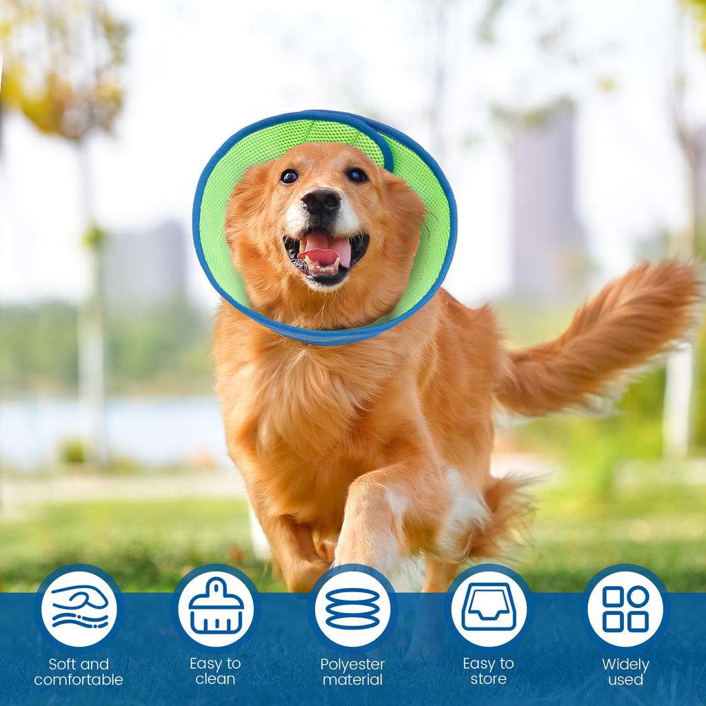 2Pcs Dog Cone Collar Polyester Breathable Neck Recovery Collar Adjustable Tightness Dog Protection Cone Comfortable for Pet