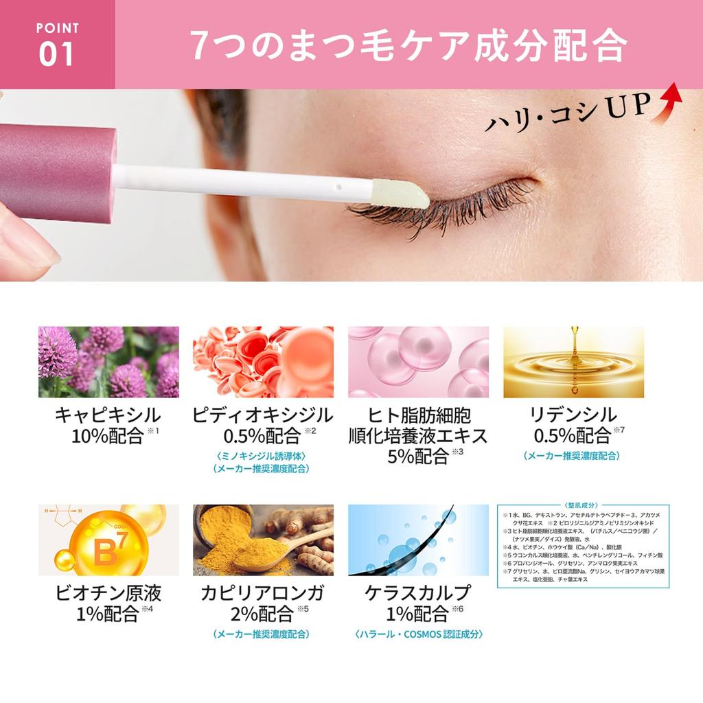 KisoCare Eyelash Serum, Large Capacity (5-Month Supply), Contains 10% Capixyl, for Eyebrows, Eye Area, and Under-Eye Bags, 8g