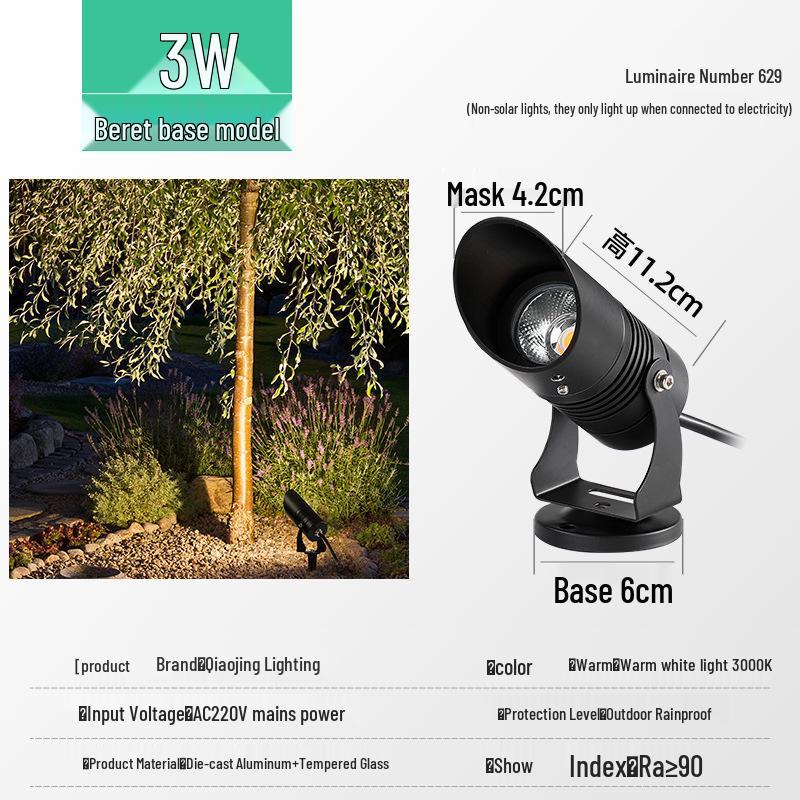 Waterproof Outdoor LED Spotlight for Trees and Gardens - Landscape Lawn Light with Ground Stake, 24V Floodlight