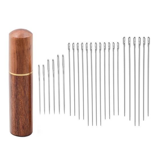 

Ручные швейные иглы Иглы из стали с большим ушком и футляром для хранения Иглы с легким вдеванием нити Подарок для пожилых людей, любящих шитье