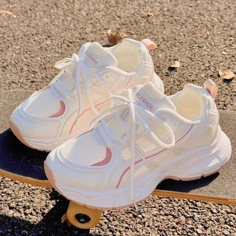 Girls Shoes Sneakers Summer 2025 New Children's Running Little White Mesh Shoes Girls Mesh Breathable Student Non-slip