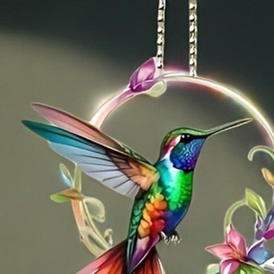 Cute Birds Pendant Car Rearview Mirror Charm Acrylic 2D Purse Backpack Bag Keychain Car Interior Decoration