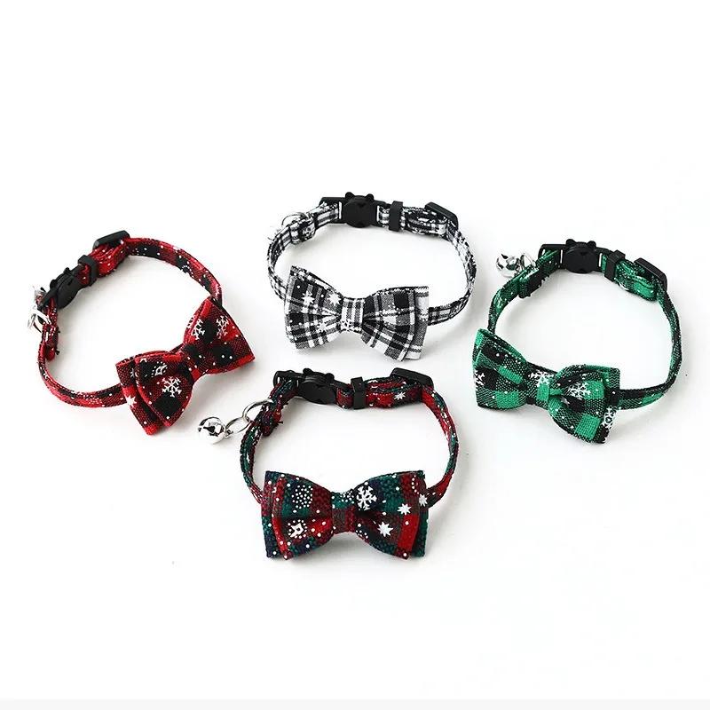 2024 Christmas Series Pet Collar Snowflake Bow Knot Dog Collar Cat Collar Cat Bow Tie Pet Christamas Dress-up Supplies
