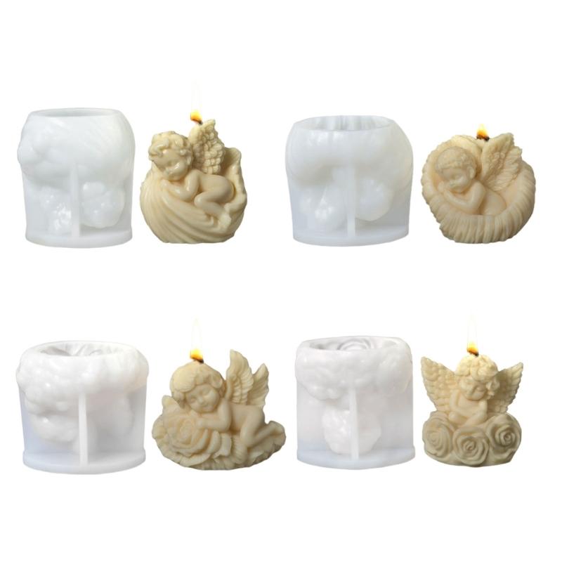 Flexible Angel Rose Scented Candle Silicone Mold And Shell Angel Scented Stone Craft Kit For Home Decors