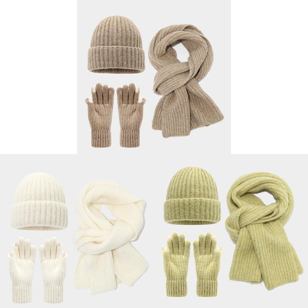 Acryl-Touchscreen-Handschuhe Mützen-Schal-Set Für Winterwärme Und Lässige Mode