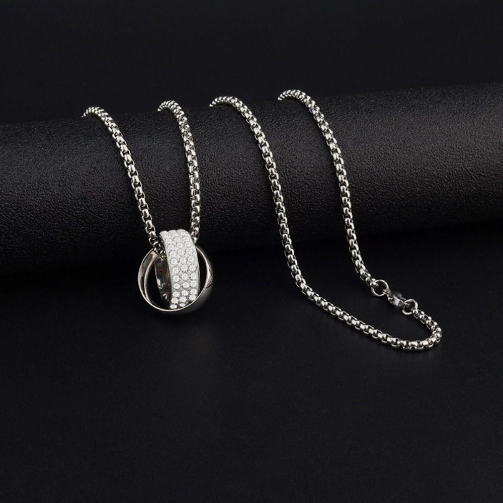 

Стальное двойное кольцо кулон ожерелье корейский стиль чокер ювелирные изделия аксессуары мужской свитер цепь