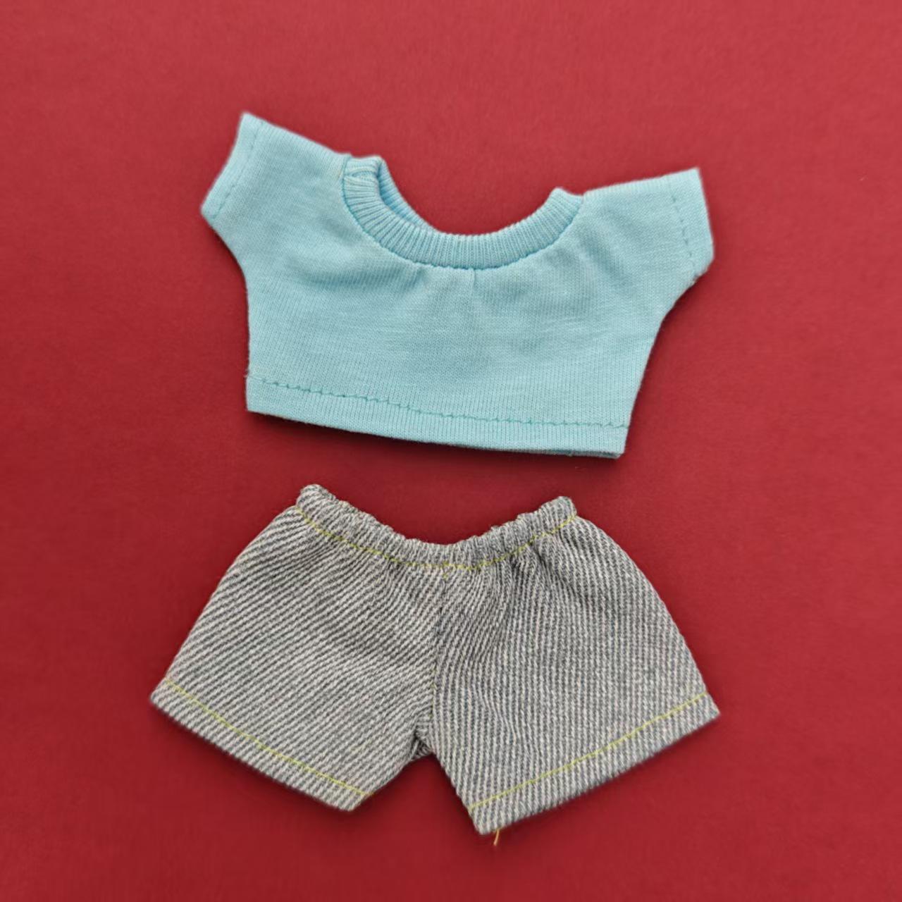 

Брелок-подвеска Лабубу: Комплект джинсов и футболки с коротким рукавом для куклы For 17cm Doll