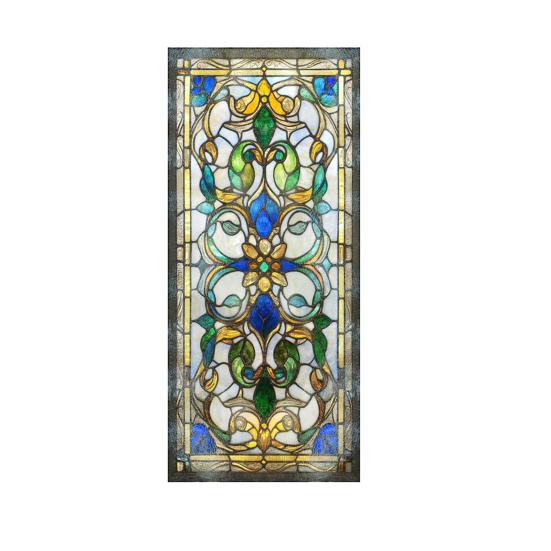 Yousheng Privacy Window Film Vintage Stained Glass Style Static Window Cling Decorative Glass Sticker for Cabinet Bathroom Kitchen Door Panel