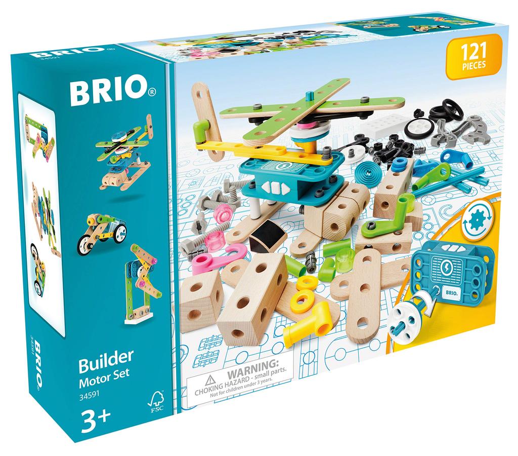 BRIO Builder Motor Set [Total 121 Pieces] Ages 3 and Up (Assembling Toys Building Blocks Educational Toys Wooden) 34591