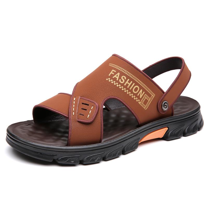 Męskie letnie sandały plażowe z miękkiej skóry, antypoślizgowe, model 2025 – codzienne kapcie do noszenia na zewnątrz