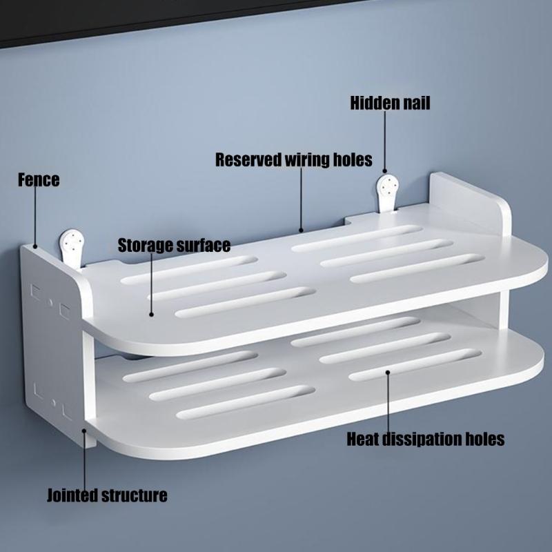 Multi Functional Wall Shelf For Bedroom Organization Easy Installation Engineered Router Organizer Wood Display Bracket