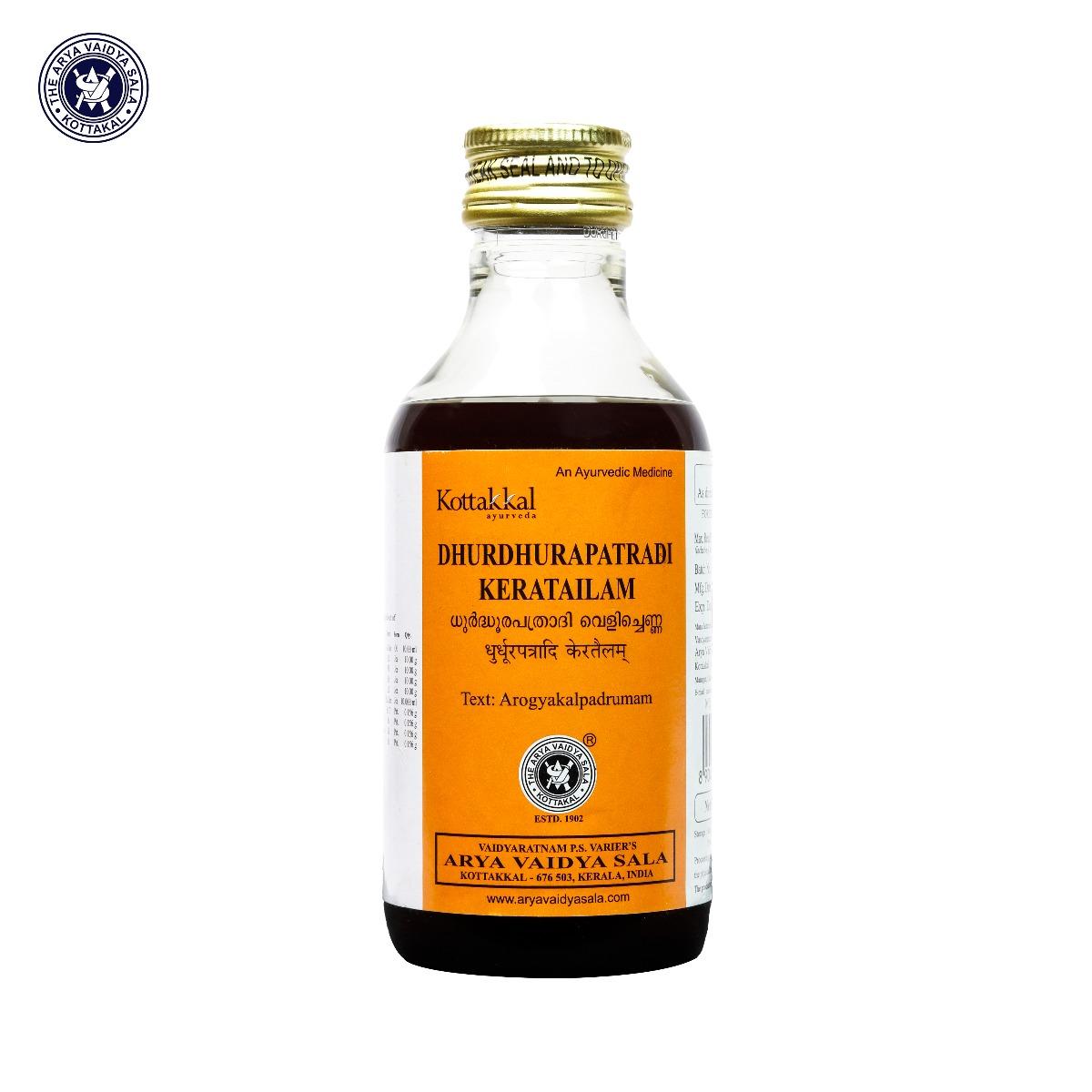 

Kottakkal AVS Ayurvedic Dhurdhurapatradi Keratailam Hair Oil 200 ml Pack of 1 for Scalp Health