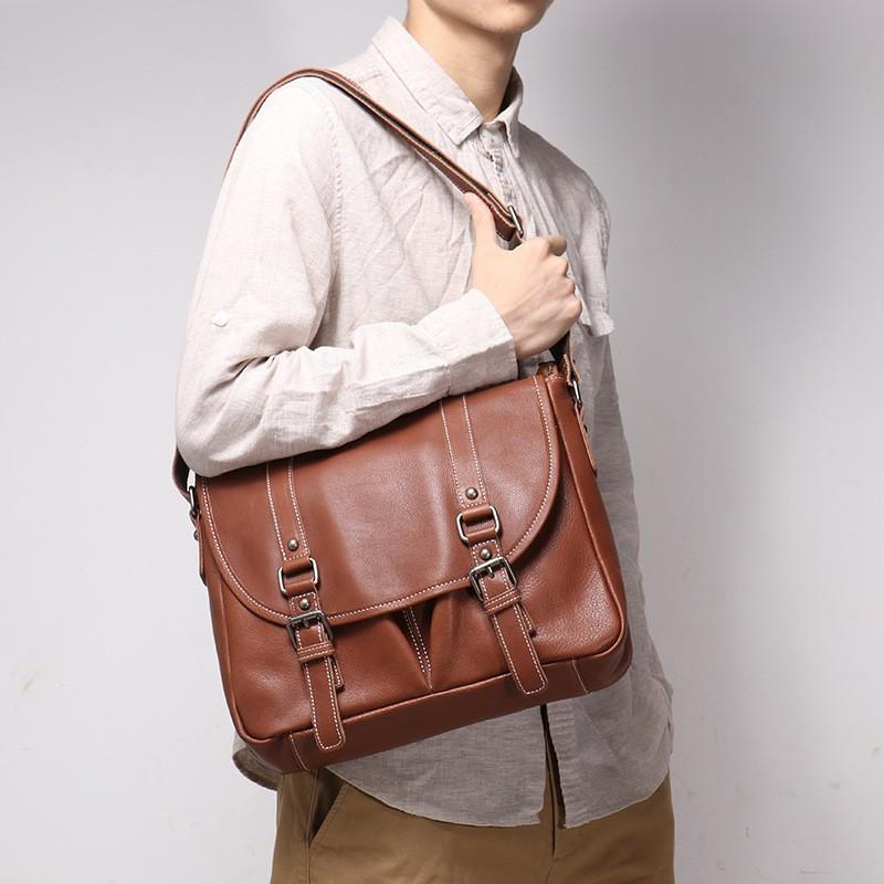 Vegetable Tanned Leather Men s Shoulder Bag Handmade Original Genuine Crossbody Retro Top Layer Cowhide A4
