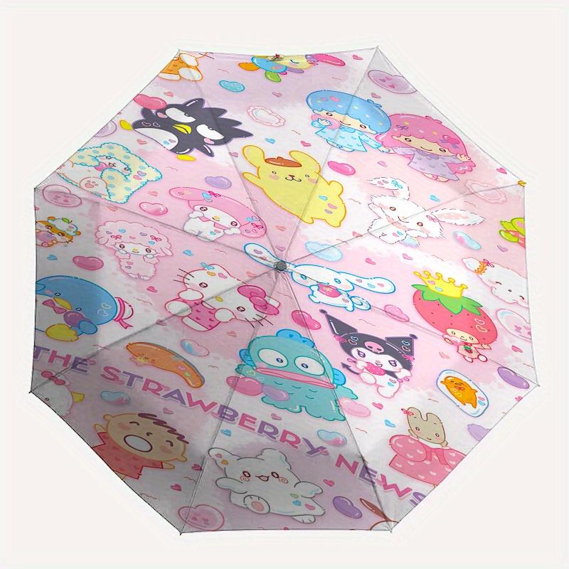 Sanrio Automatic Opening and Closing Parasol Compact Travel Umbrella with 8 Ribs for Women and Men Ideal Birthday/Christmas Gift, Outdoor Ac
