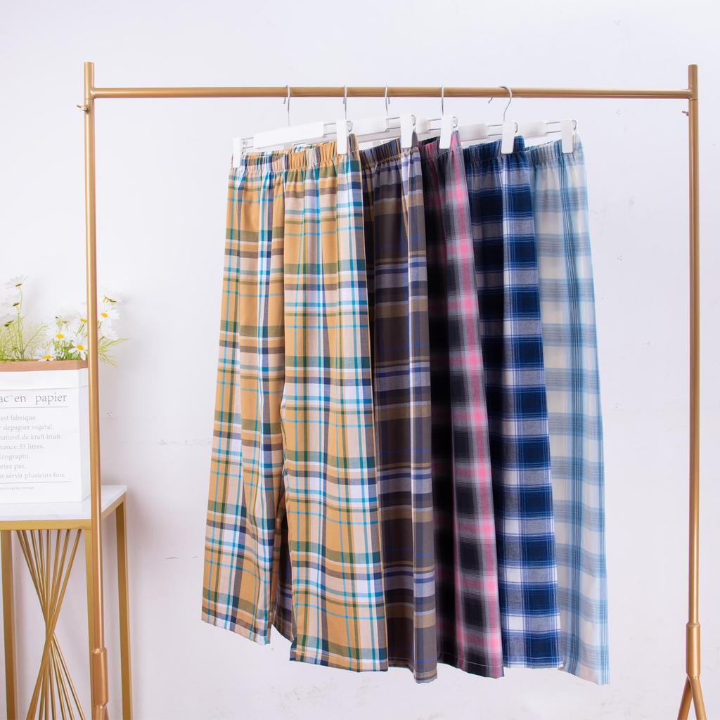 Men's Plaid Cotton Pajama Pants - Loose, Casual, Home and Outdoor Wear