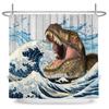 Lustiger Hund Dinosaurier Wasserdichter Polyester Duschvorhang Mit Haken Für Badewanne Kreativität Badezimmer Sichtschutz Heimdekoration Wandtuch