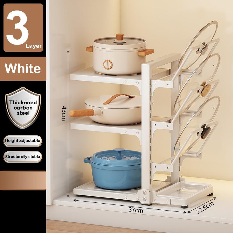 

Кухонный держатель для кастрюль, многоярусная металлическая стойка для хранения под раковиной, регулируемая стойка для хранения кастрюль с защелками, стойки для хранения кастрюль и сковород