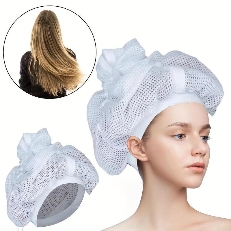 

2pcs White Mesh Hair Styling Cap Volumizing Anti-Frizz Breathable Blow-Drying Cap with Elastic Band for Oily Normal Voluminous