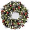3D Christmas Wreath Door Decor With Berries Pinecones Red Balls Holiday Entrance Mantel Home Festive Display