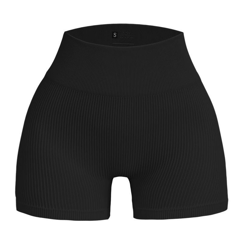 Women's High-Waisted Seamless Ribbed Yoga Shorts - Summer Elastic Three-Point Fit, Hip-Lifting Sportswear