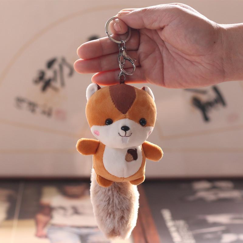 Cute Adorable Little Squirrel Plush Toy Soft Mini Animal Keychain Bag Charm 12cm