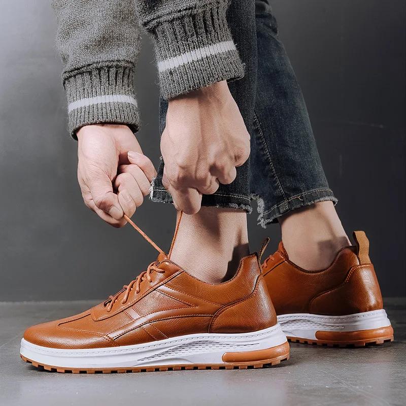 Solid Color Leather Men's Shoes Autumn and Winter Fashion with Velvet Thick Sports Casual Formal Shoes