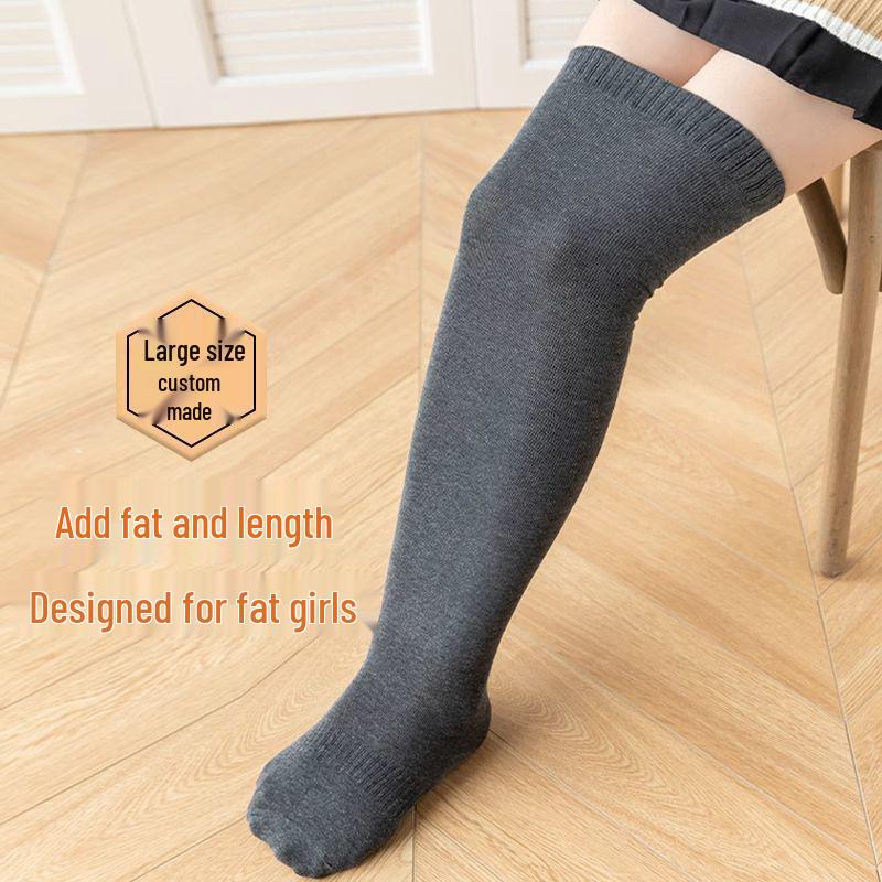 Plus-Size Fleece-Lined Non-Slip Thigh-High Socks for Women - Extra Thick, Over-the-Knee, Ideal for Autumn/Winter