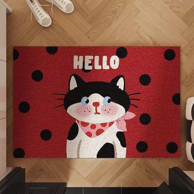 Tappetino Ingresso Antiscivolo Gatto Cartone Animato, Resistente allo Sporco, Facile da Pulire, Tappeto Resistente all'Usura per Casa e Corridoio
