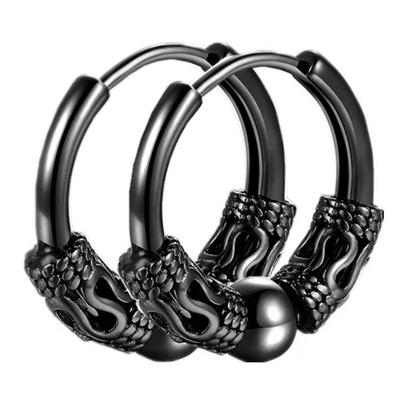 Totem Stainless Steel Earrings Male Domineering Personality Dragon Pattern Wind Trend Ear Buckles