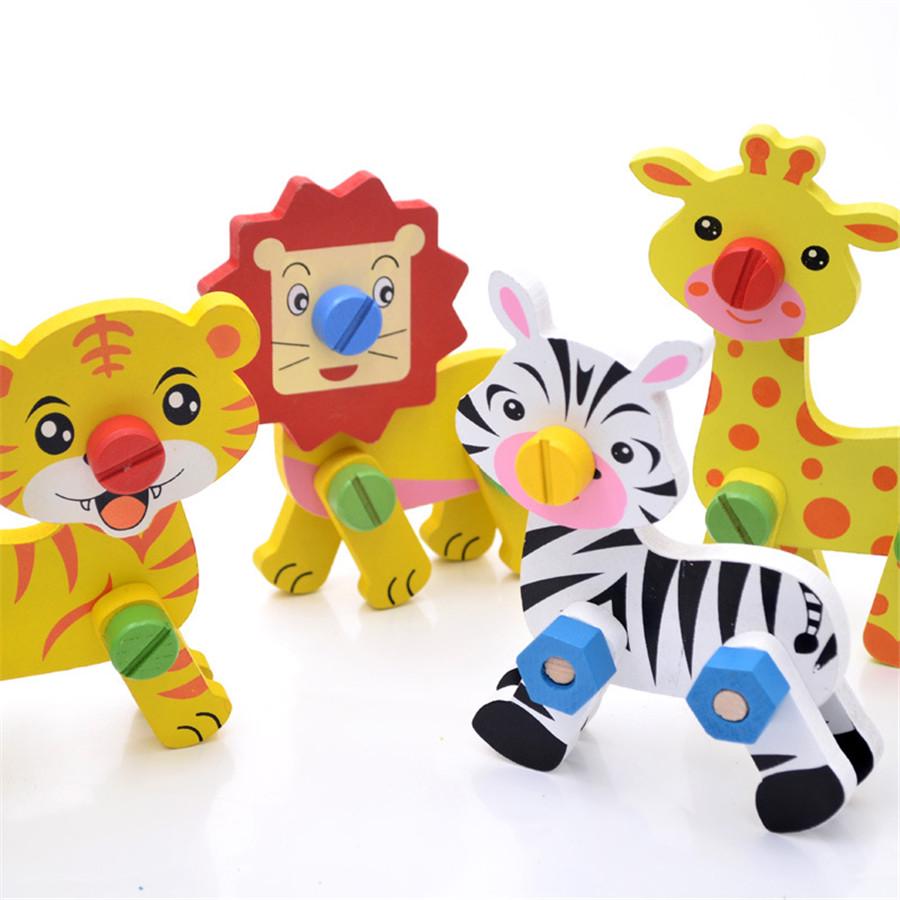 Kid Wooden Animal Assembly Children Education Puzzle Toy