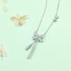 Sterling silver smart fringed bow necklace female versatile personality s925 silver pendant