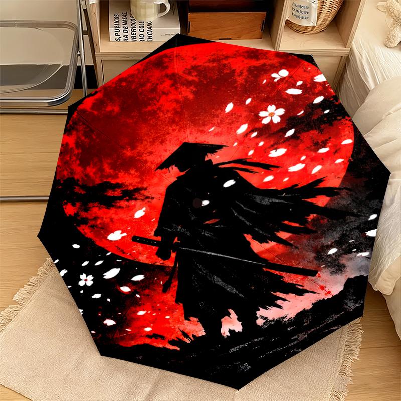 1PC Samurai  Automatic Umbrella - Suitable Travel Outdoor Portable Umbrella Birthday Gift Daily Essentials