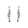 Retro Fashion Blue Diamond-Encrusted Water Drop Fringed Earrings Design Niche Versatile Stud Earrings Temperament High-End Earrings Women