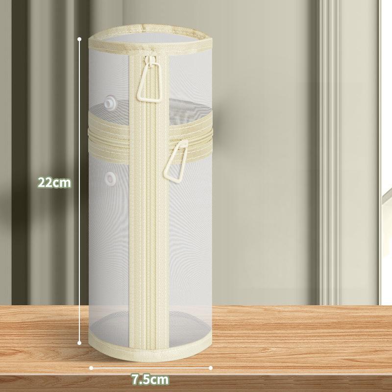 Mesh Dual-Use Makeup Brush Storage Bag Portable Brush Case Simple Large Capacity Brush Bucket Holder Travel Stand-Up Pouch