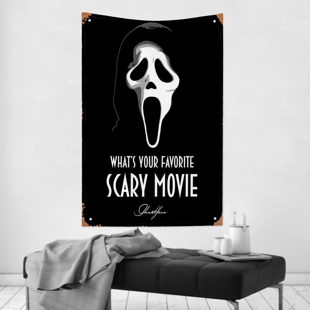 

American Thriller Suspense Movie SScream Tapestry Room Decor Wall Cloth Party Hanging Background Room Decor Baby Room 74x94cm(29x37in)