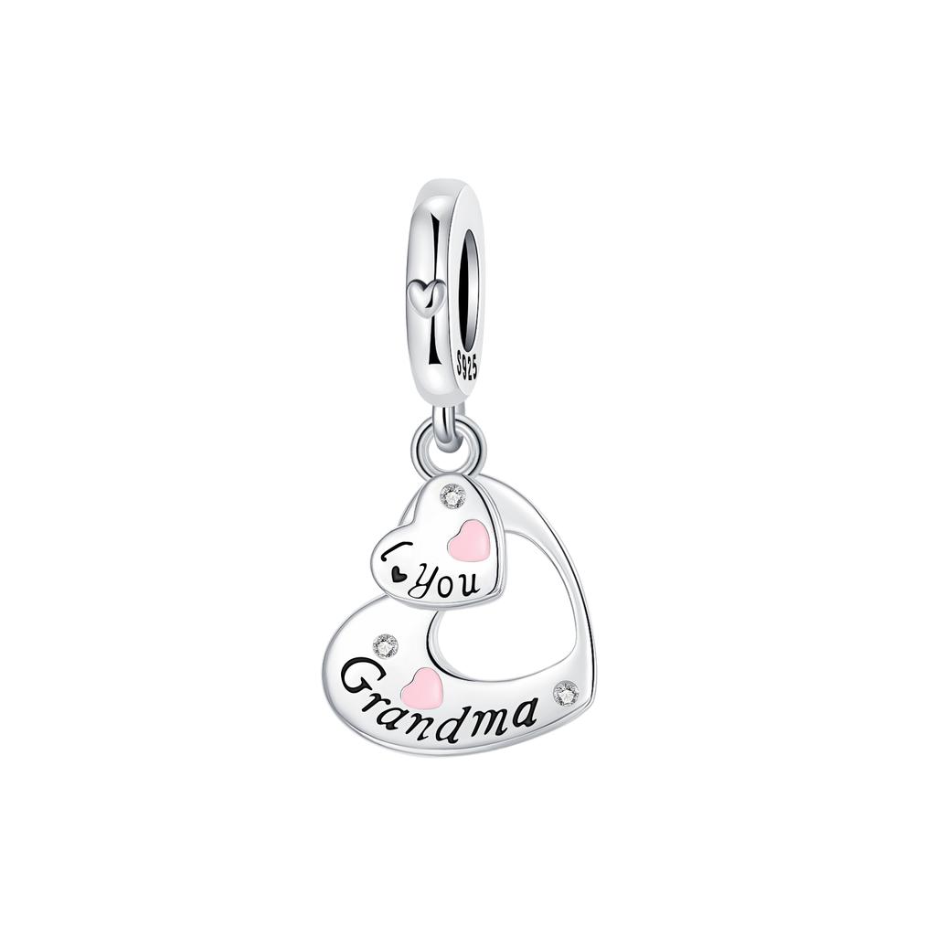Authentic Original Charm Bead Components Bead Component Copper Metal Red Heart-shaped Zircon Love Pendant Bead Components Bird Bead Components