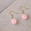Natural Pink Crystal Earrings Cute Original Handmade Earrings Retro Chinese Simple Versatile Light Luxury Earrings
